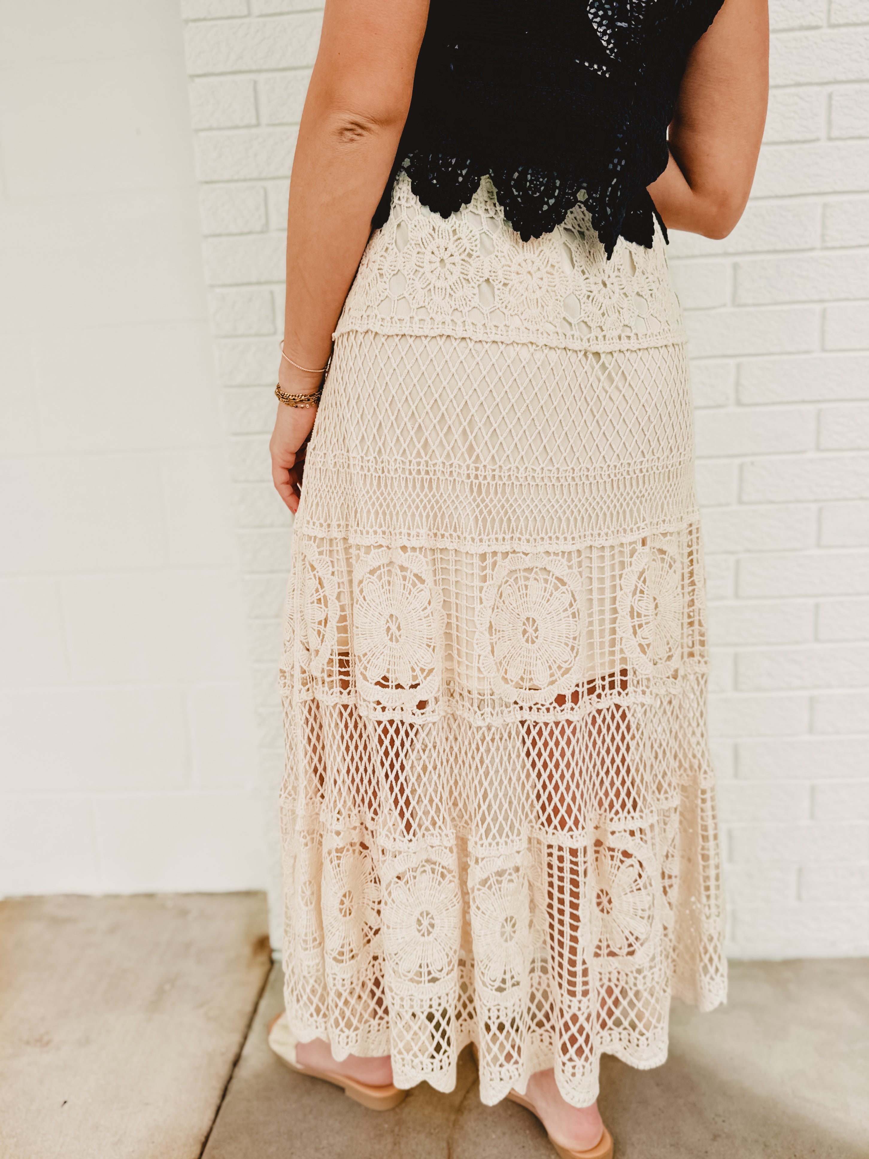Crochet Maxi Skirt - Natural