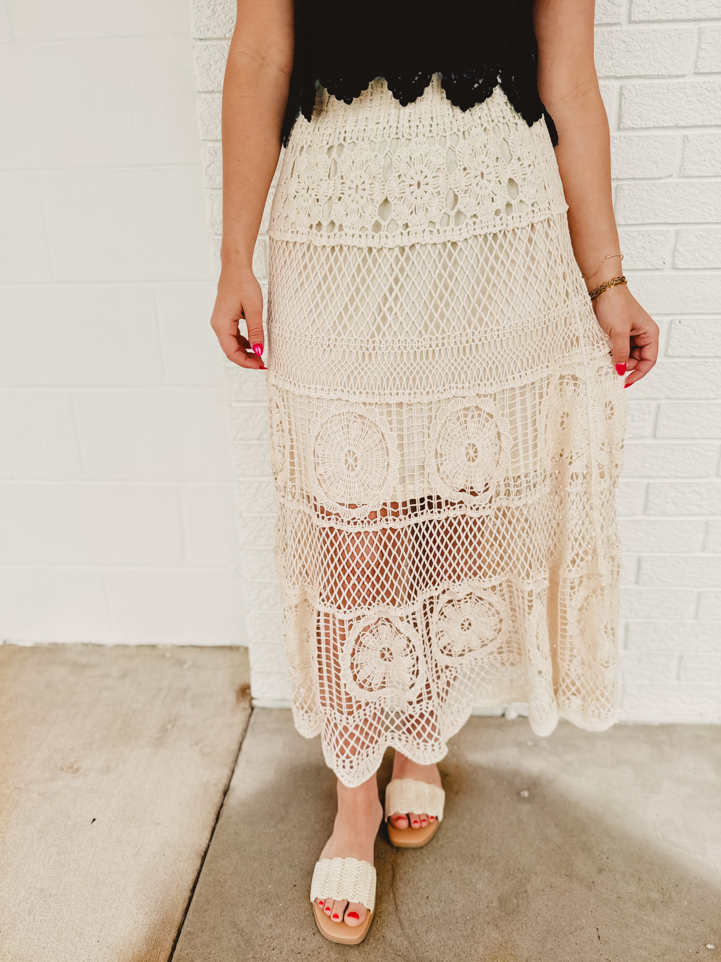 Crochet Maxi Skirt - Natural