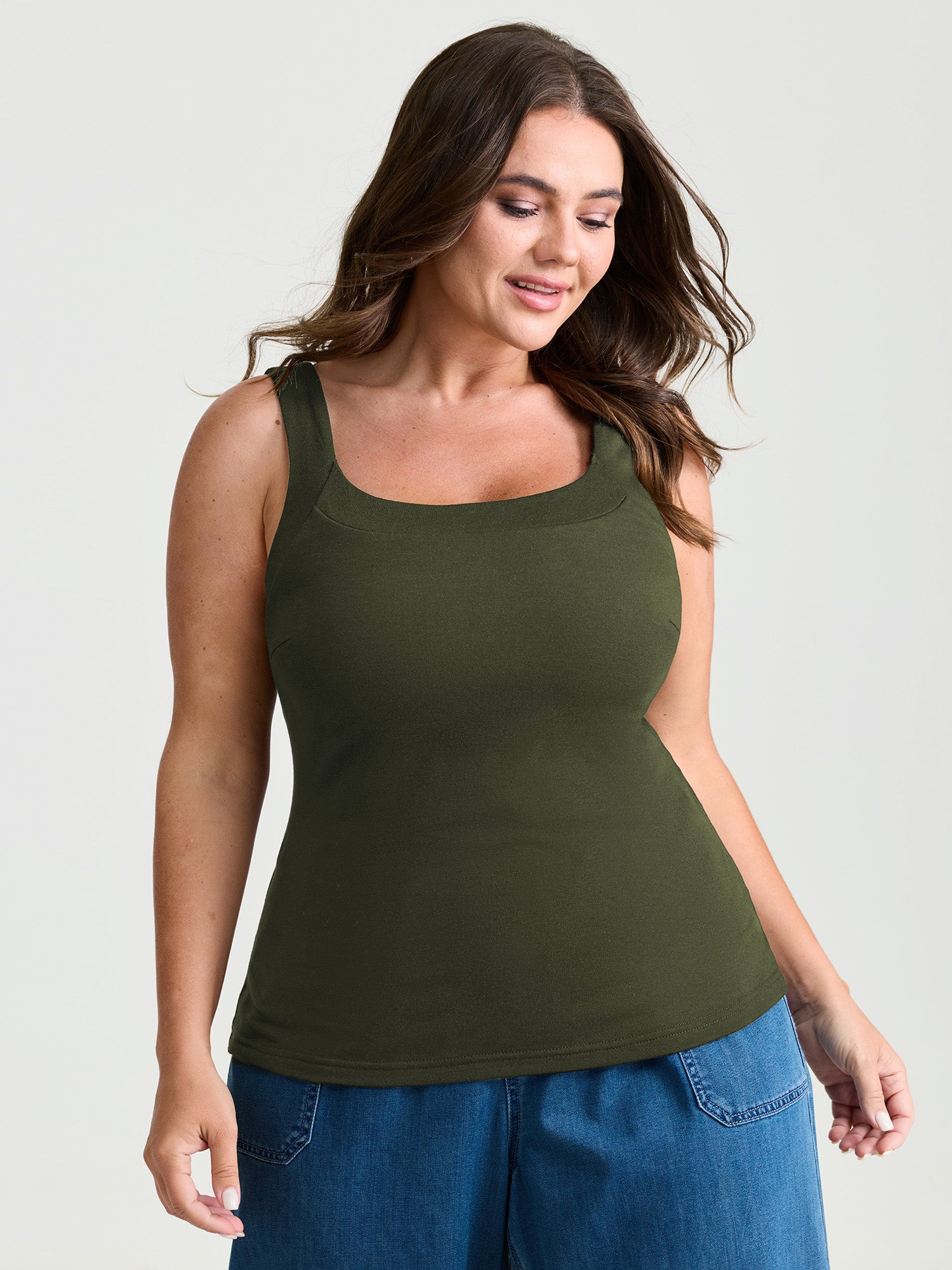 Supersoft Supportive Bra Fitted Plain Tank Top