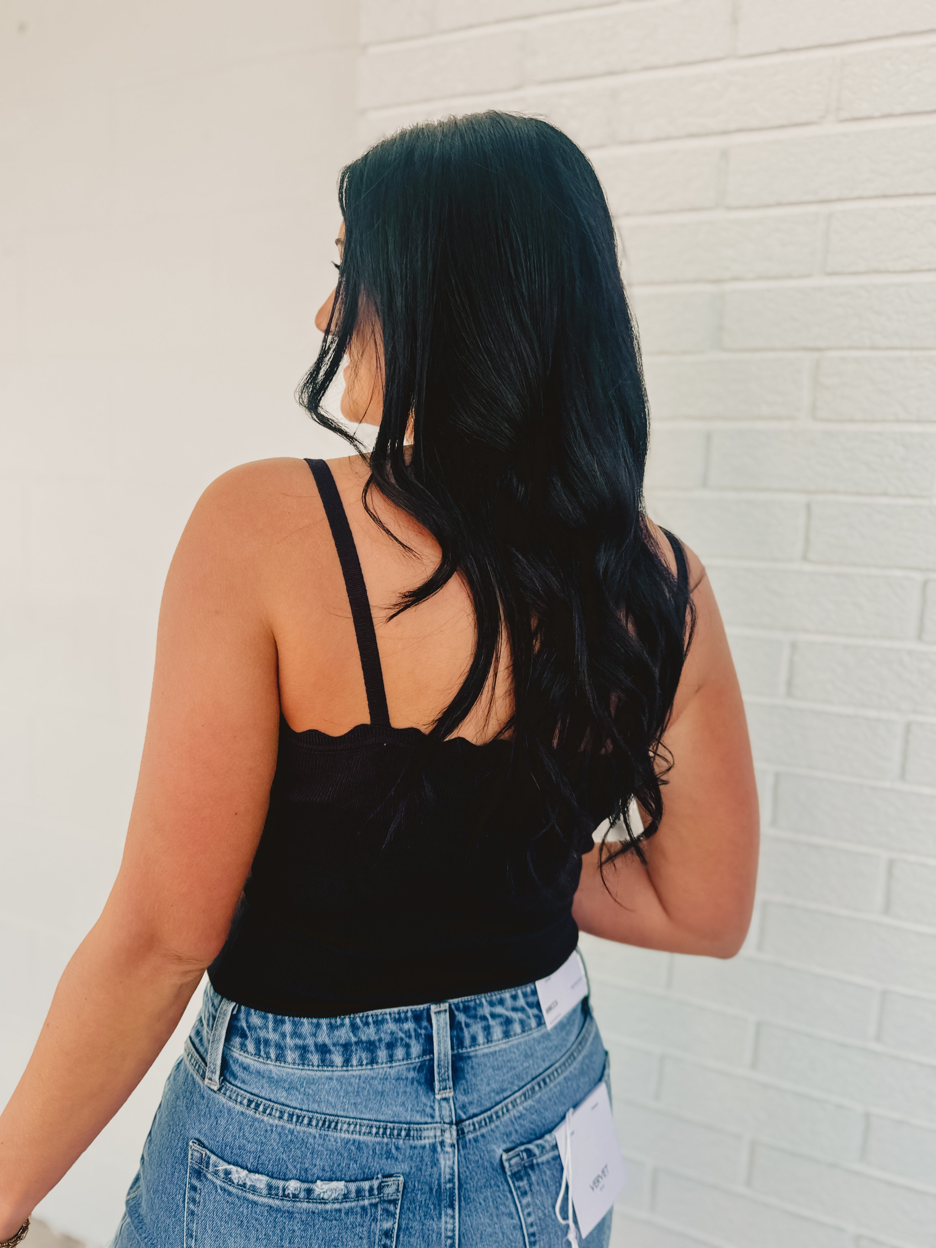Scalloped Cami Top - Black