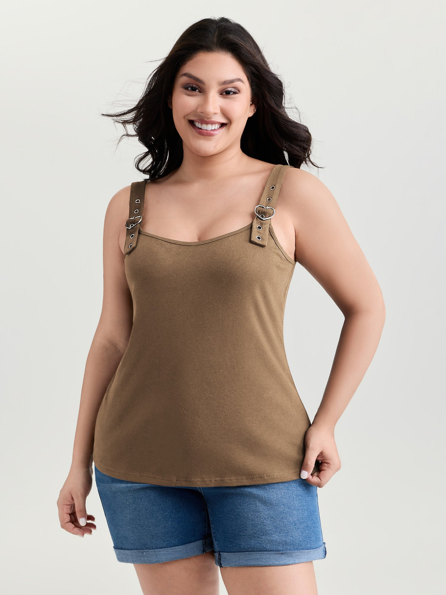 Supersoft Adjustable Shoulder Strap Plain Tank Top