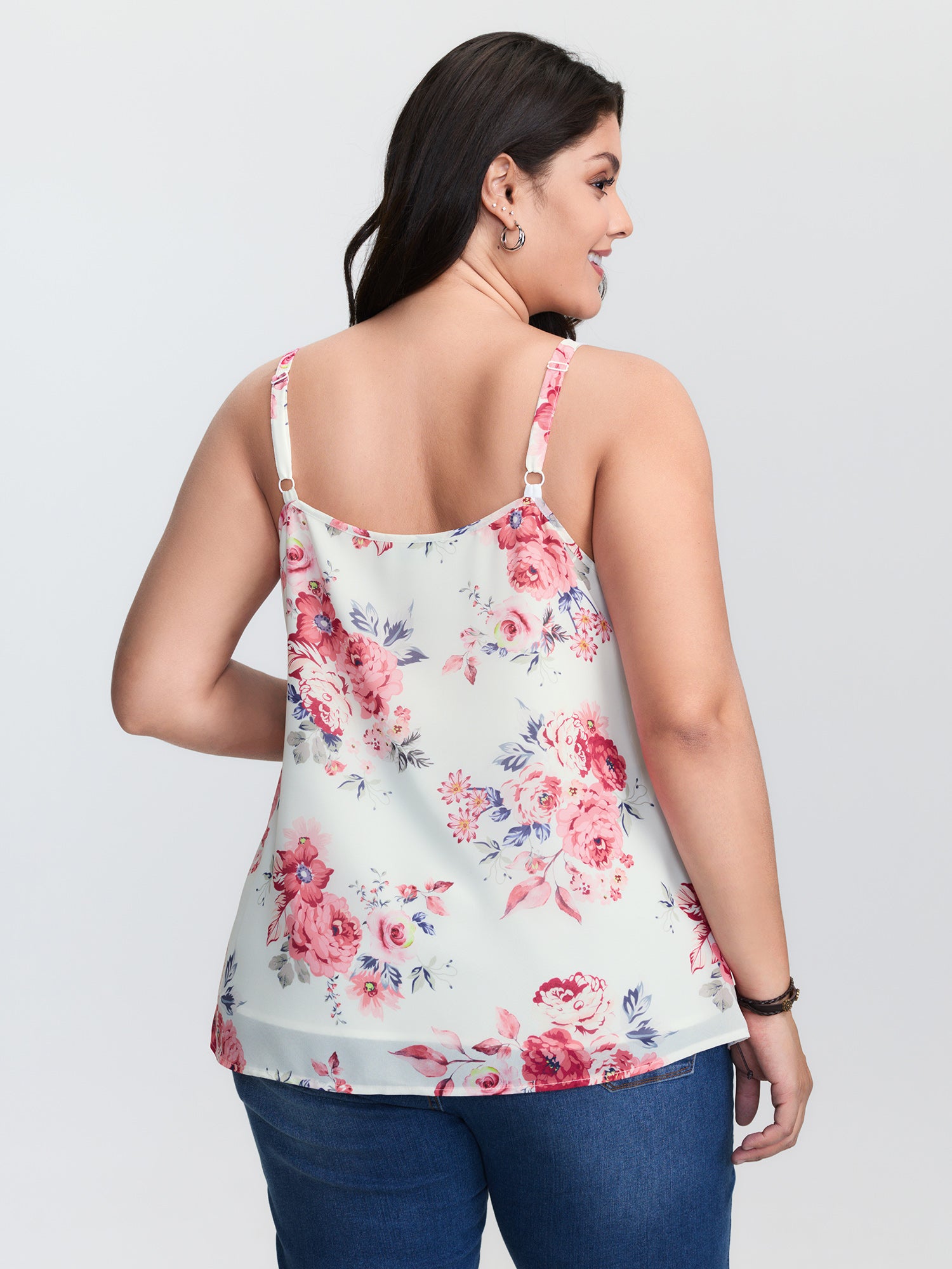Romantic Floral Print Cami Tank Top