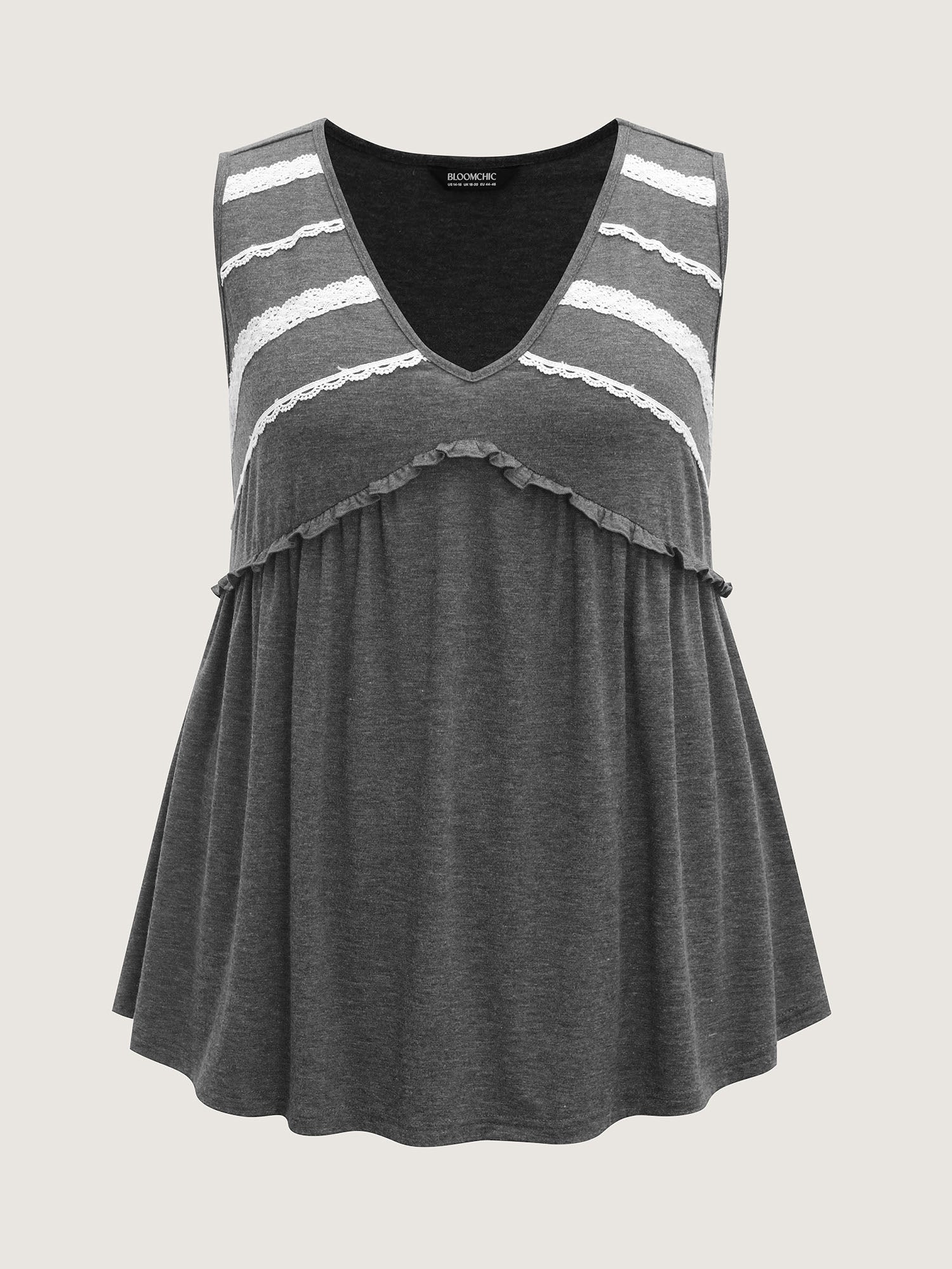 Lace Trim V-Neck Tank Top