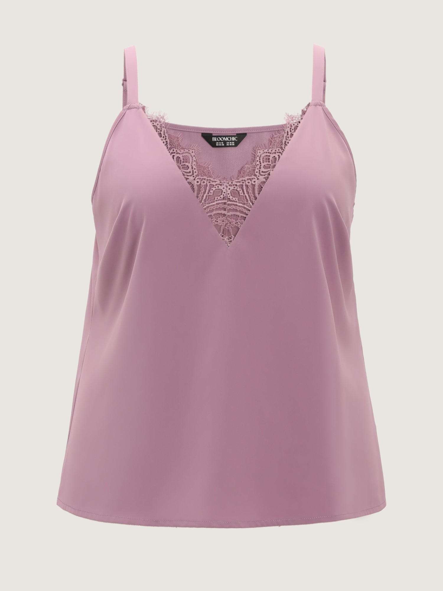 Lace Neckline Satin Tank Top