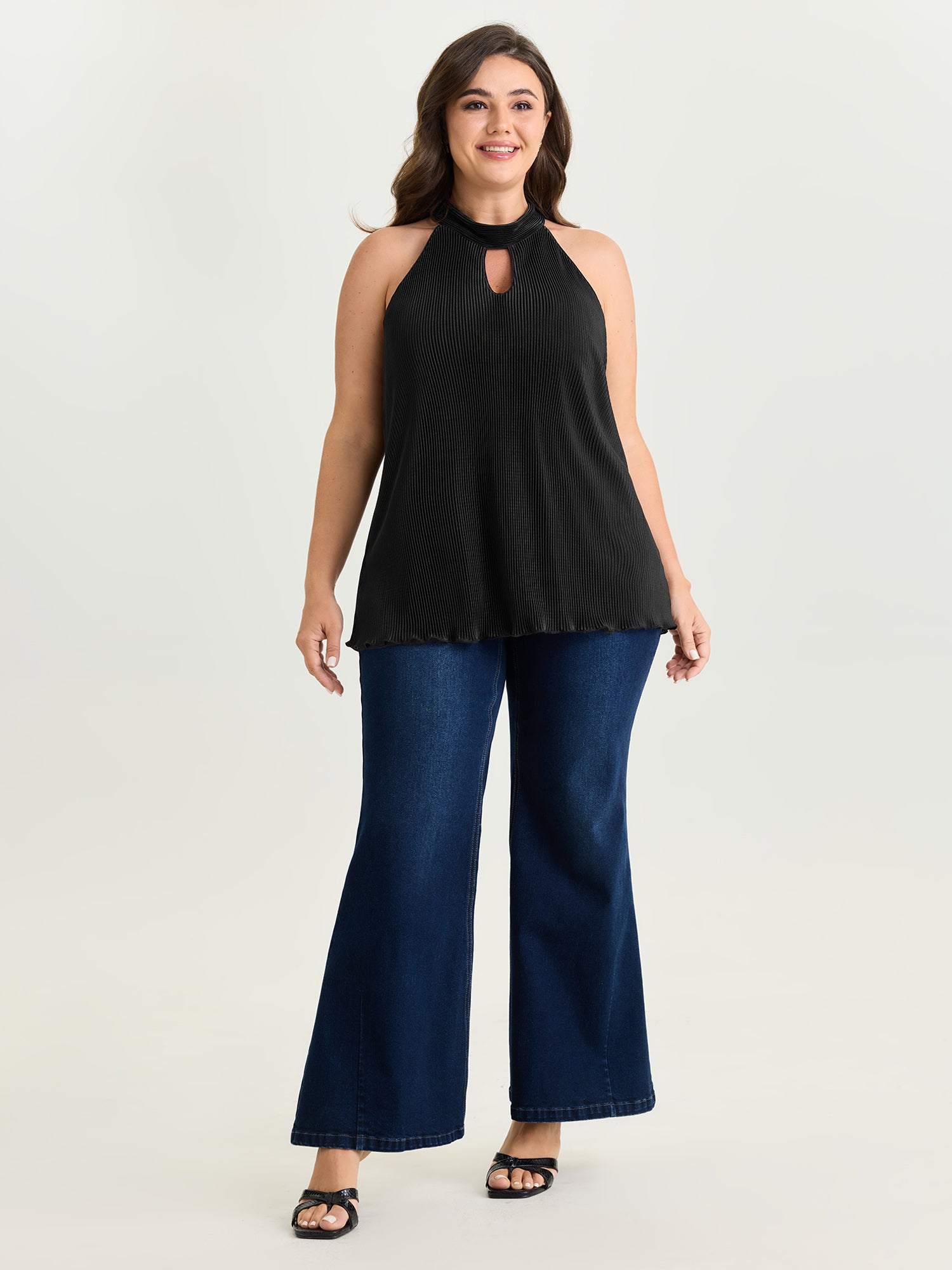 Halter Neck Cut-Out Draped Tank Top