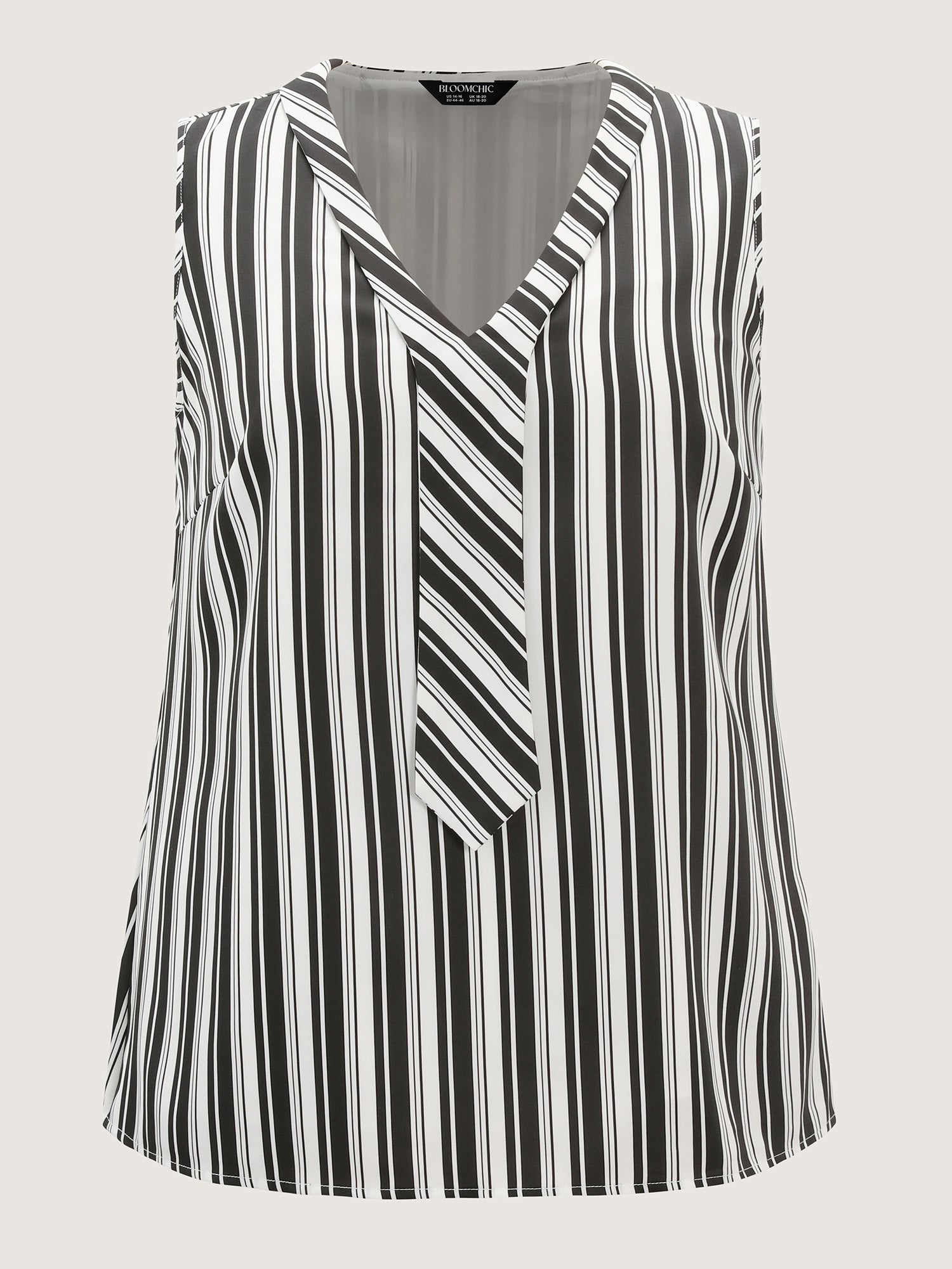 Striped Ribbon Neckline Tank Top