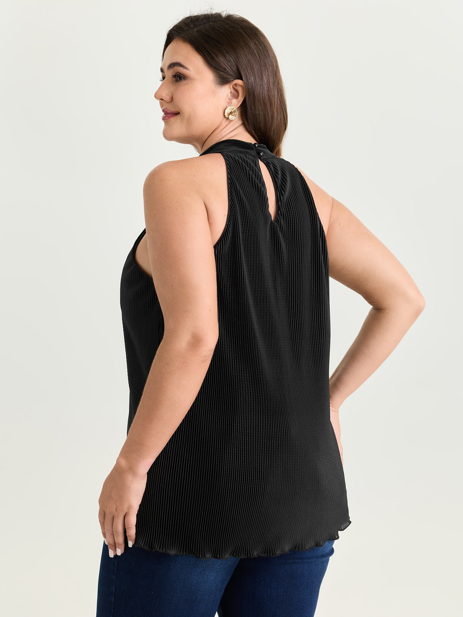 Halter Neck Cut-Out Draped Tank Top